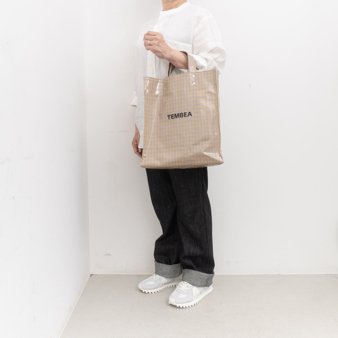 TEMBEA/　PAPER TOTE col.CHECK BEIGE-YELLOW