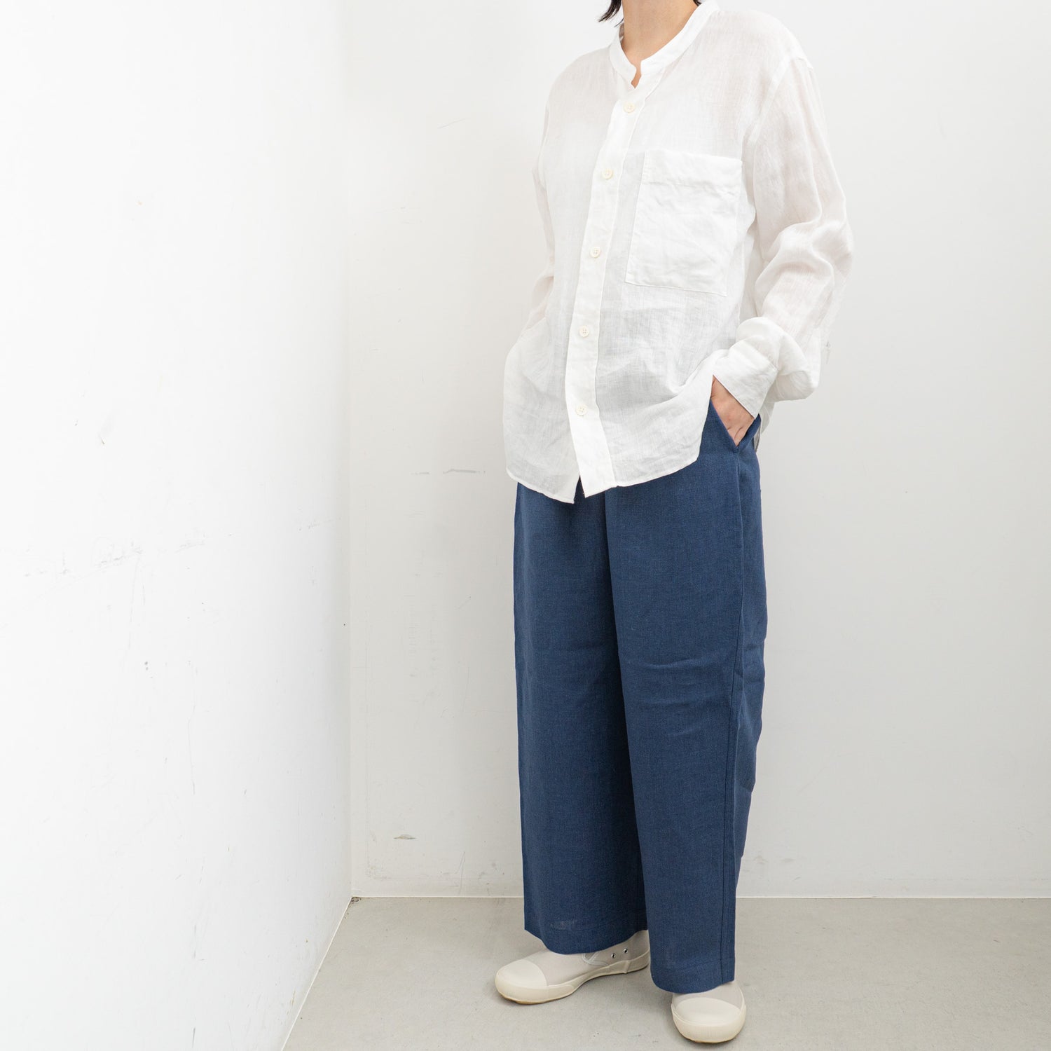 TAYUTAU｜リネンワイドストレートパンツ Y319057（navy）