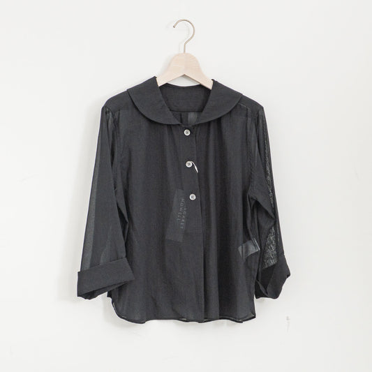 MARGARET HOWELL｜WOMEN　COTTON SILK CHIFFON SHIRT　5785253202-suomi（010.black）