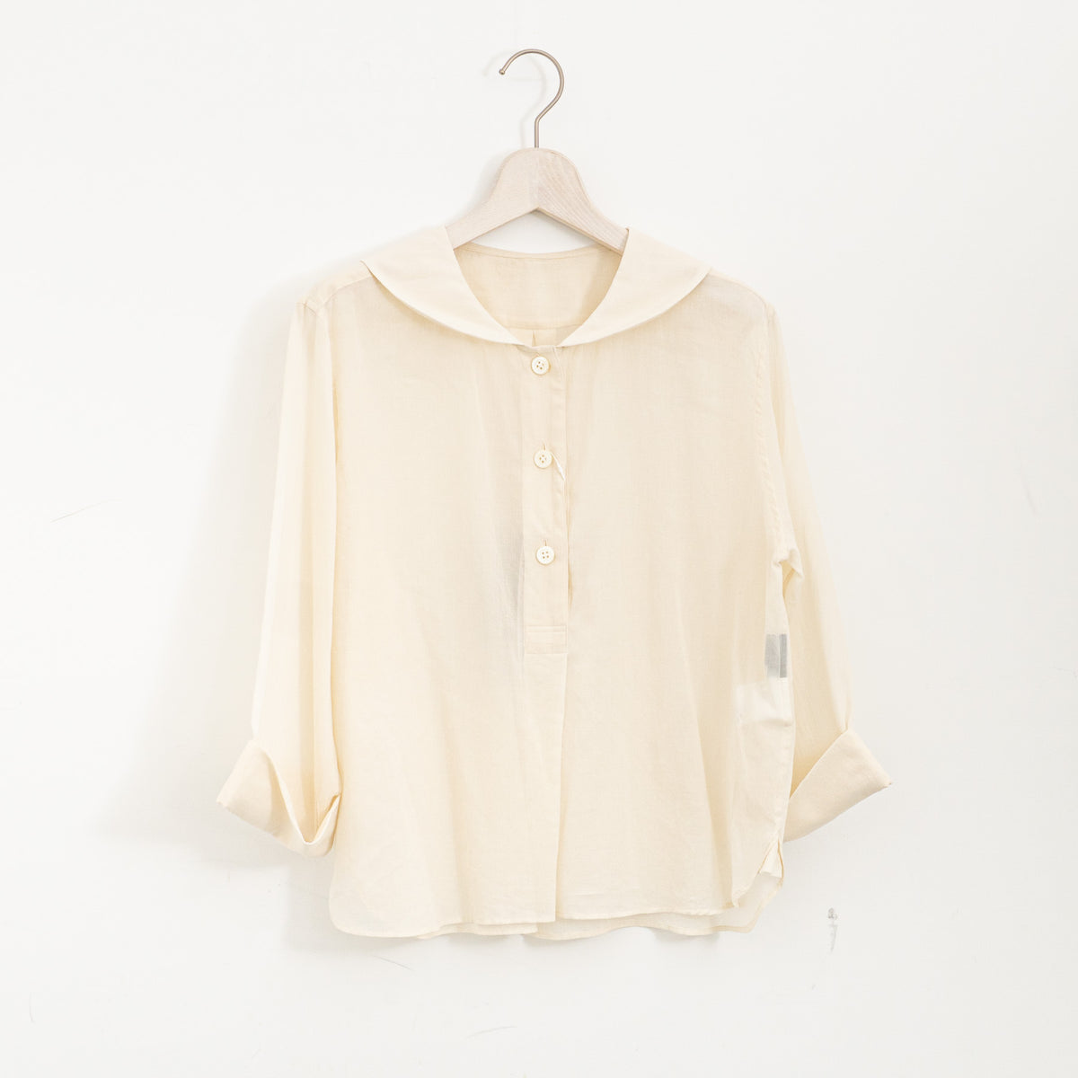 MARGARET HOWELL｜WOMEN　COTTON SILK CHIFFON SHIRT　5785253202-suomi（031.ivory）