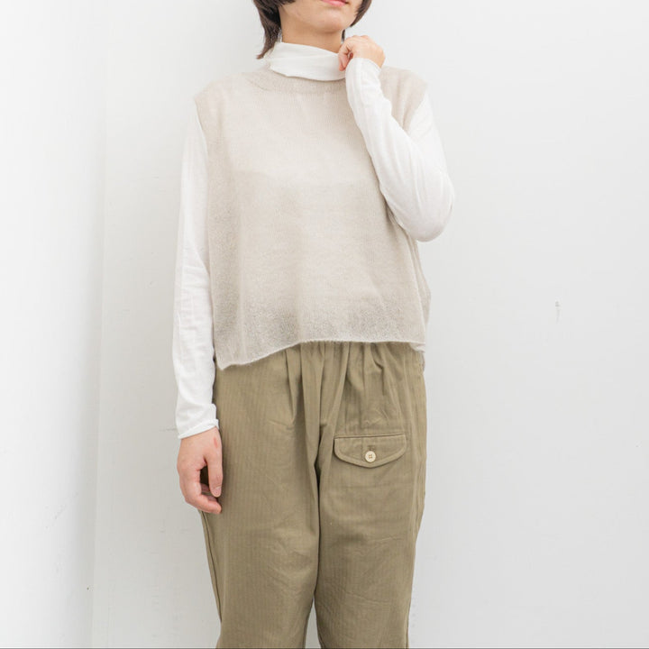 evam eva/　cotton cut&sew turtleneck pullover V002C029