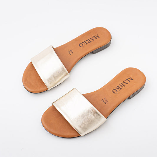 MARKO｜Leather Flat Sandal（PLATINO（ゴールド））