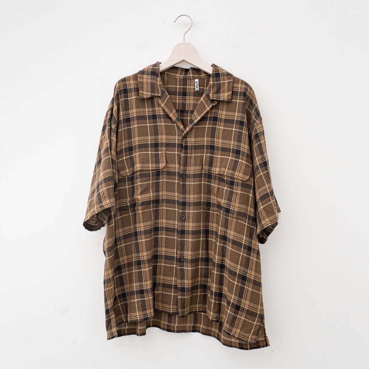 KAPTAIN SUNSHINE｜MEN　Short Sleeve Open Collar Shirt（BROWN PLAID）