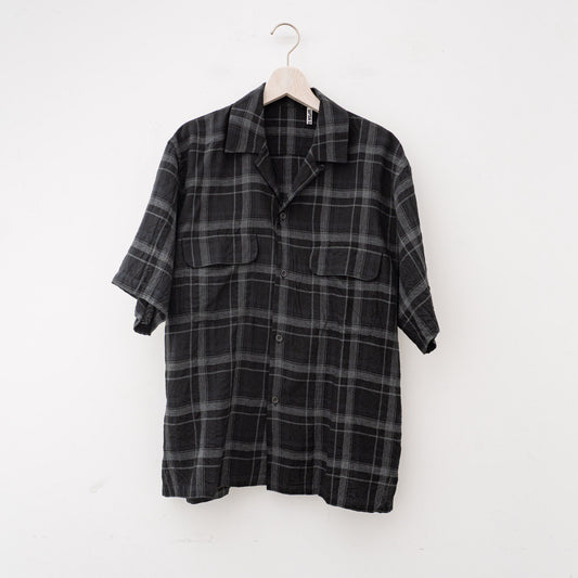 KAPTAIN SUNSHINE｜MEN　Short Sleeve Open Collar Shirt（BLACK PLAID）