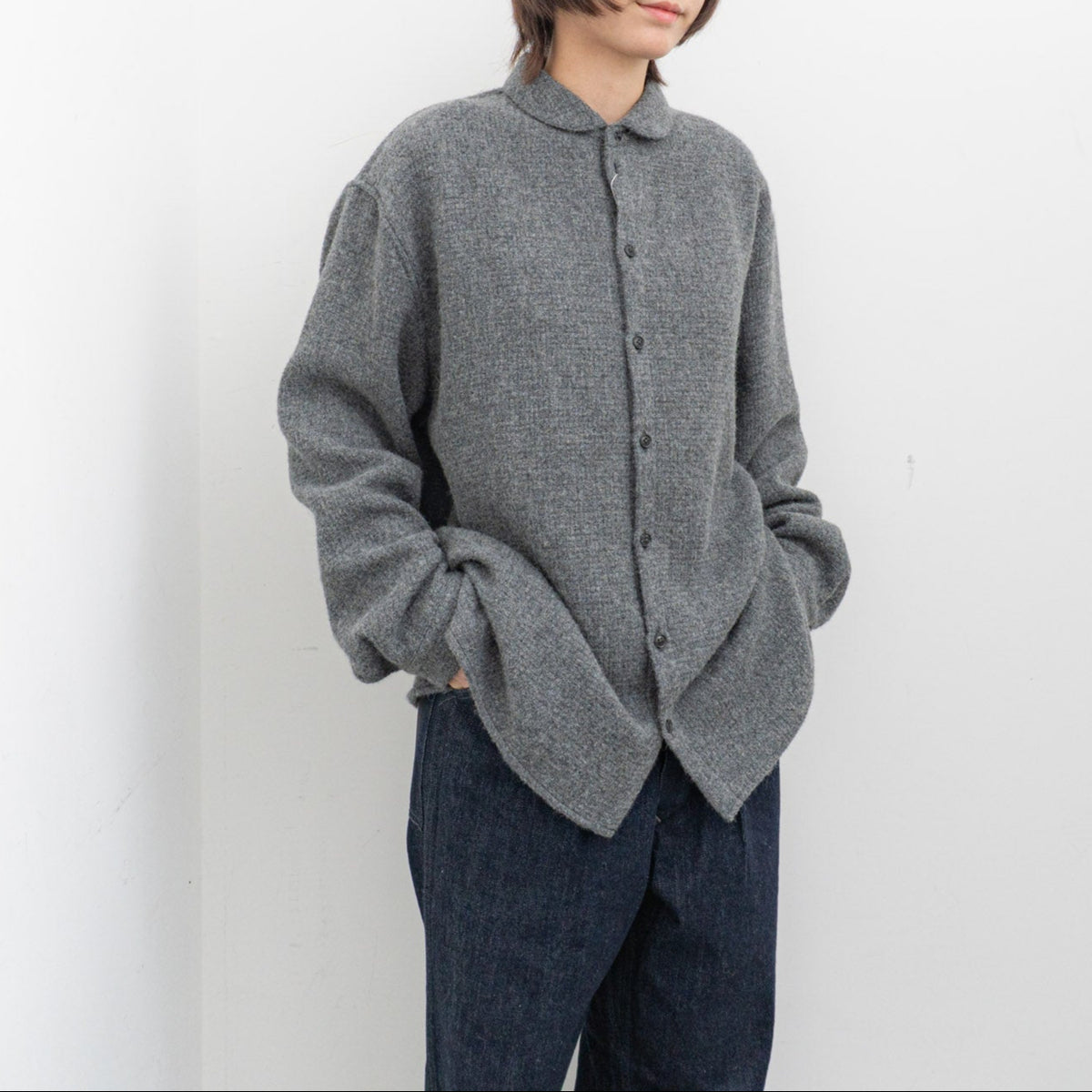 nonnotte｜MEN　Oversized Shirt Round Collar N-25A-015