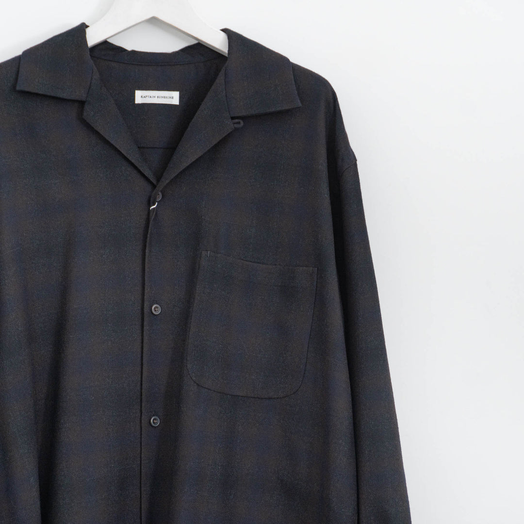 KAPTAIN SUNSHINE/　Wool Ombre Open Collared Shirt