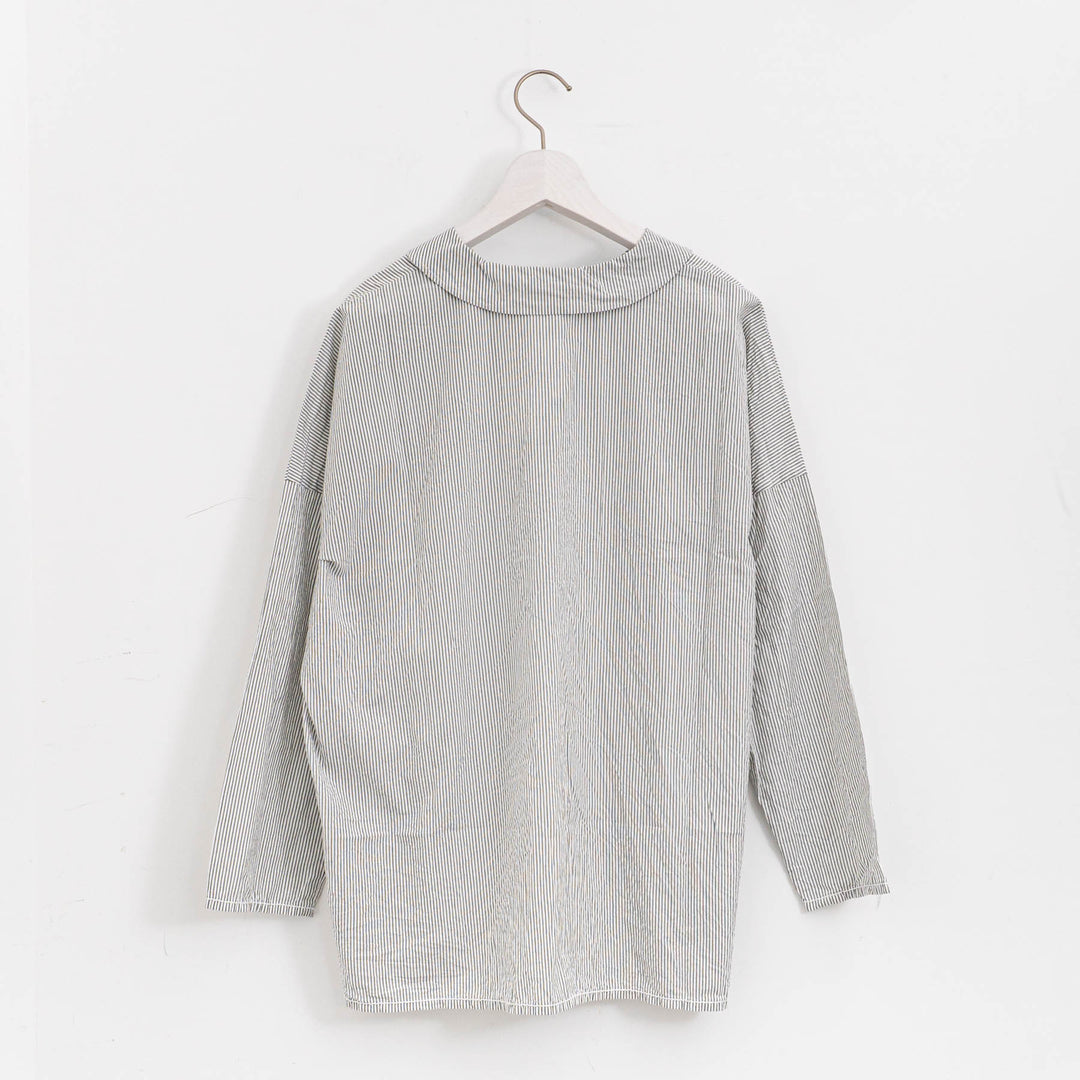 homspun /　ハイカウントクロス丸襟プルオーバーブラウス　col. ストライプ　252-5749-suomi