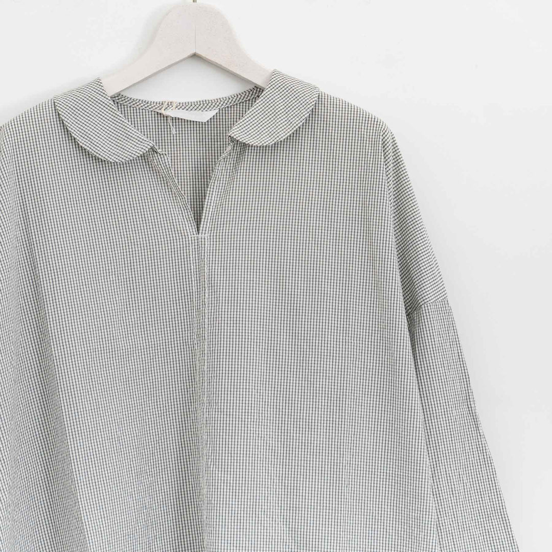 homspun /　ハイカウントクロス丸襟プルオーバーブラウス　col. チェック　252-5749-D