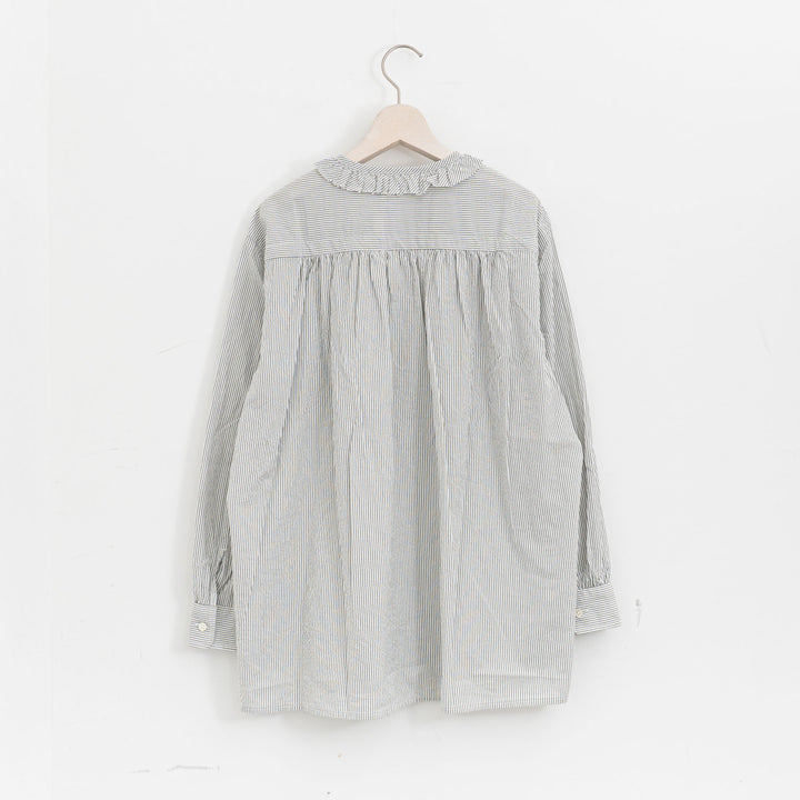 homspun /　ハイカウントクロスフリルブラウス　col. ストライプ　252-5748-D