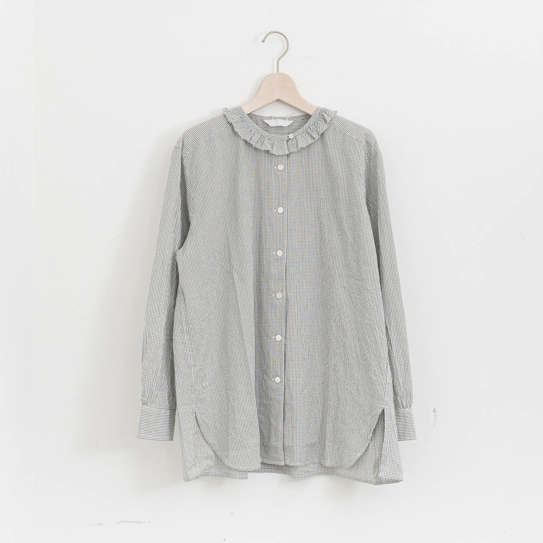 homspun /　ハイカウントクロスフリルブラウス　col. チェック　252-5748-D