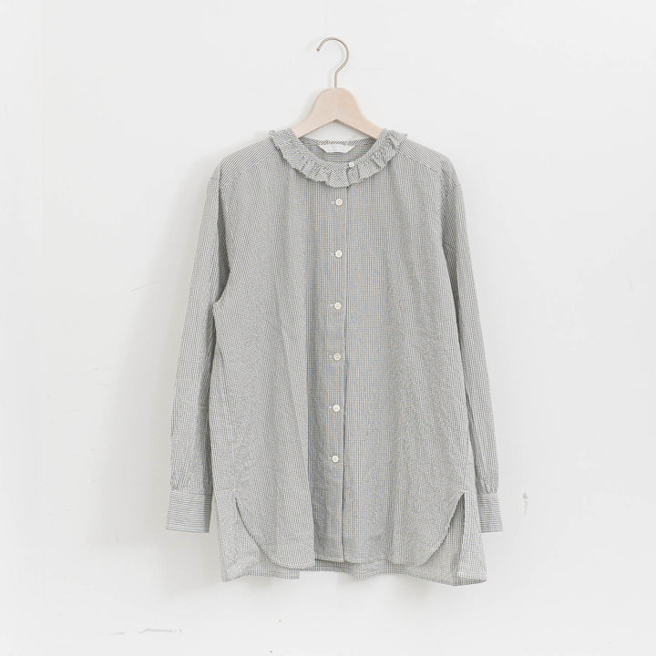 homspun /　ハイカウントクロスフリルブラウス　col. チェック　252-5748-D