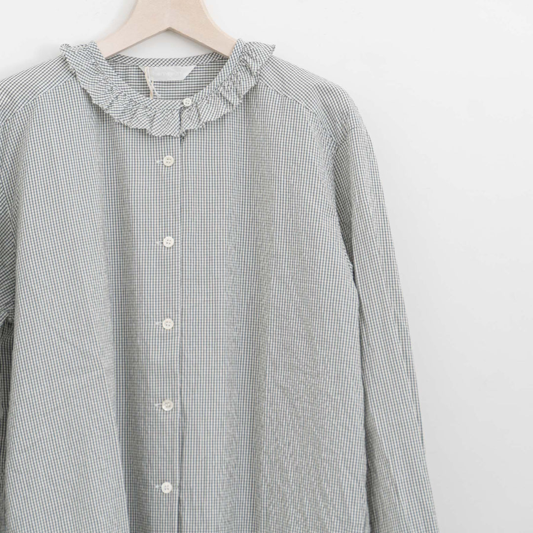 homspun /　ハイカウントクロスフリルブラウス　col. チェック　252-5748-D