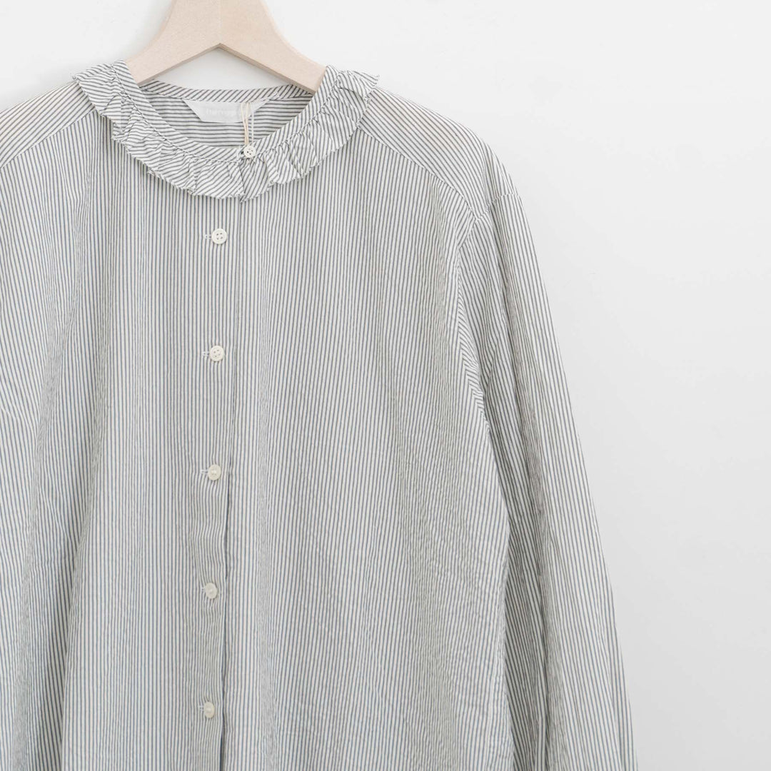 homspun /　ハイカウントクロスフリルブラウス　col. ストライプ　252-5748-D