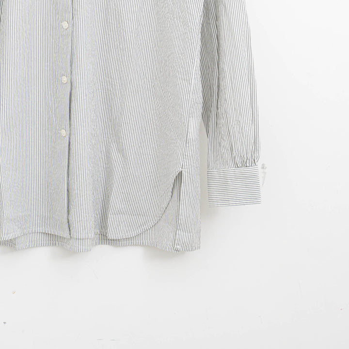 homspun /　ハイカウントクロスフリルブラウス　col. ストライプ　252-5748-D