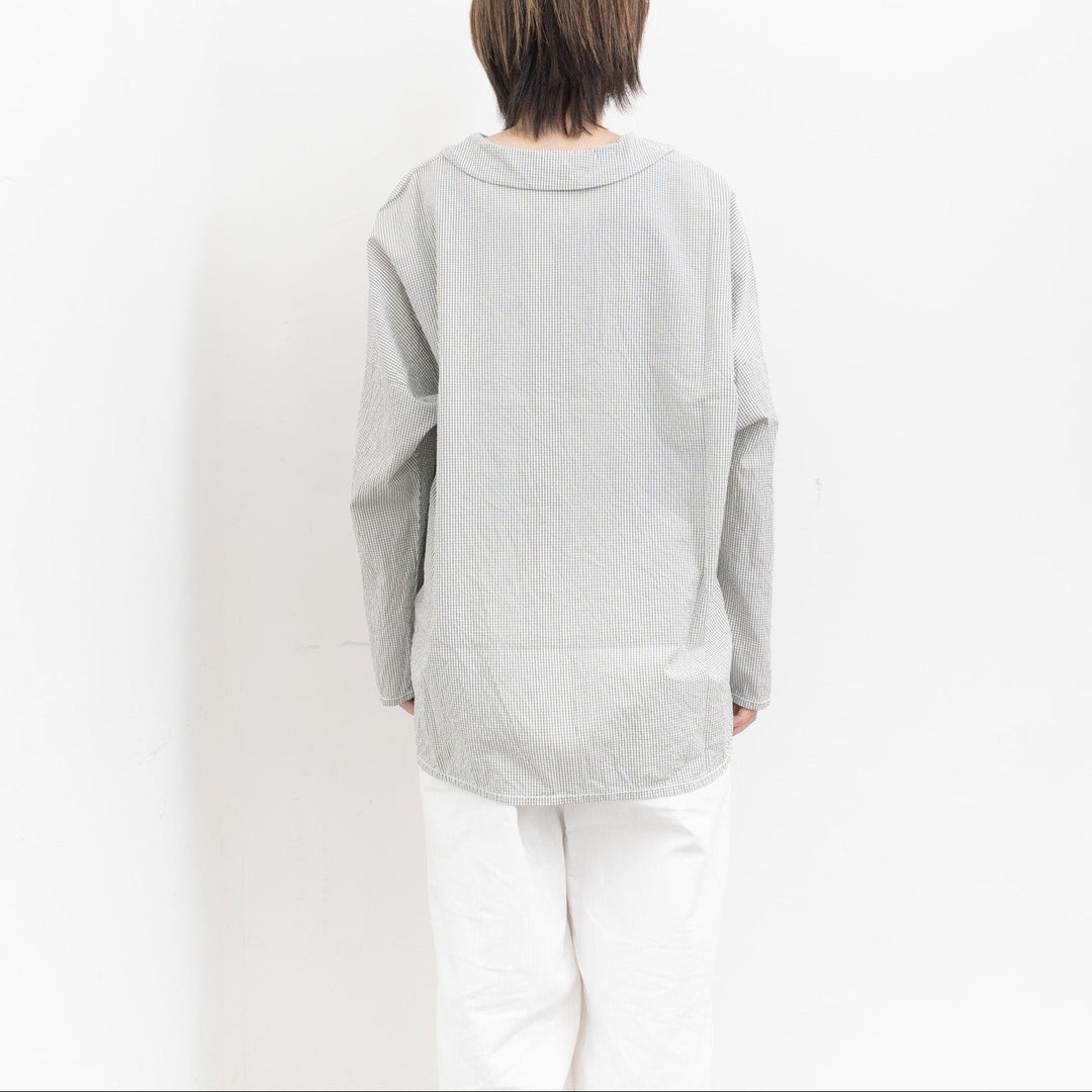 homspun /　ハイカウントクロス丸襟プルオーバーブラウス　col. チェック　252-5749-D