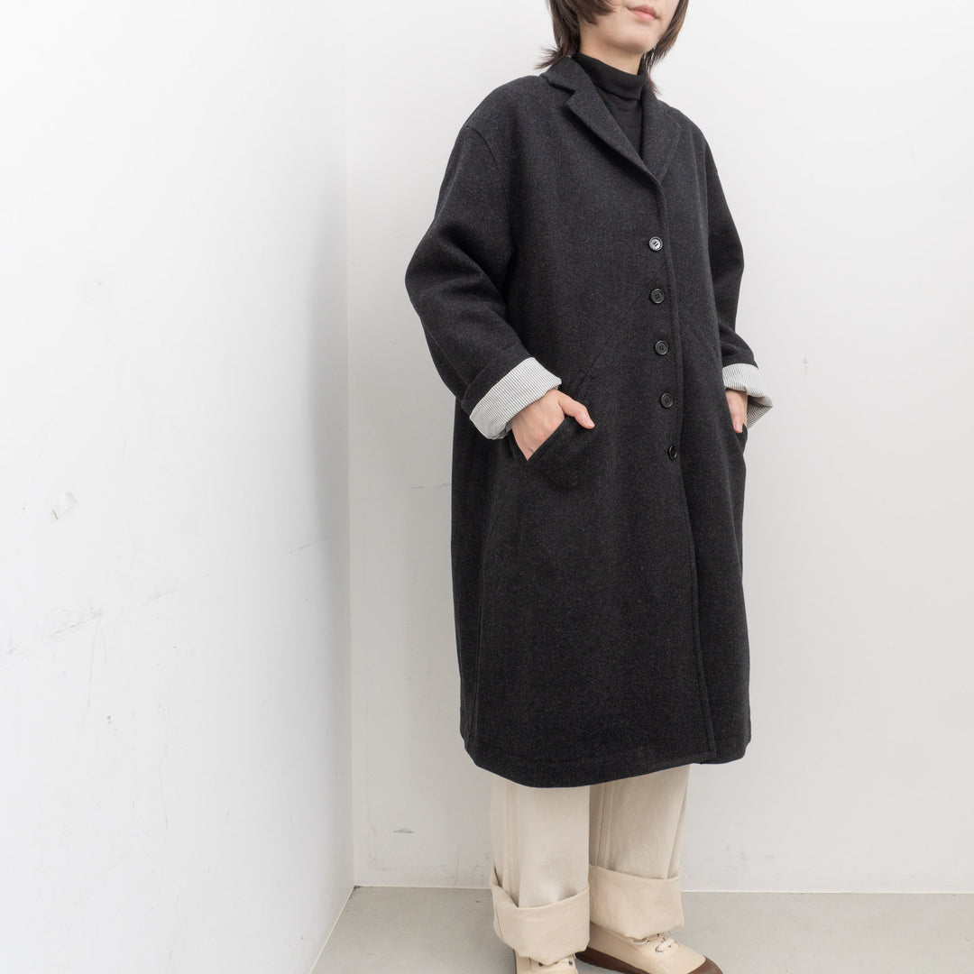 homspun/　ウールフラノテーラーカラーコート 252-0111