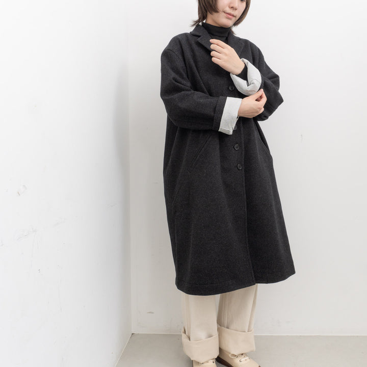 homspun/　ウールフラノテーラーカラーコート 252-0111