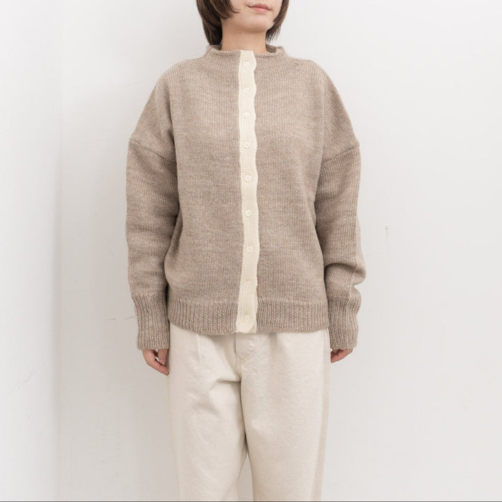 homspun /　ローピング前立て配色カーディガン 252-7883