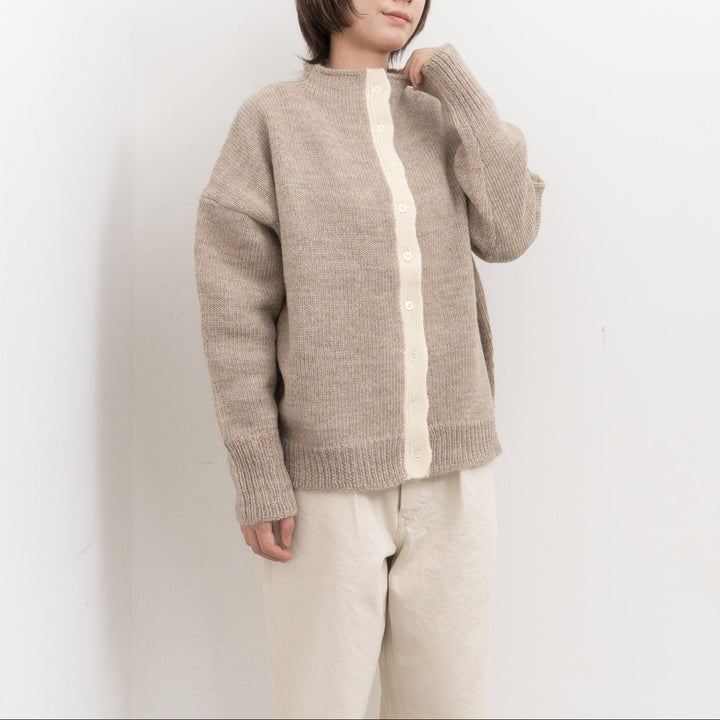 homspun /　ローピング前立て配色カーディガン 252-7883