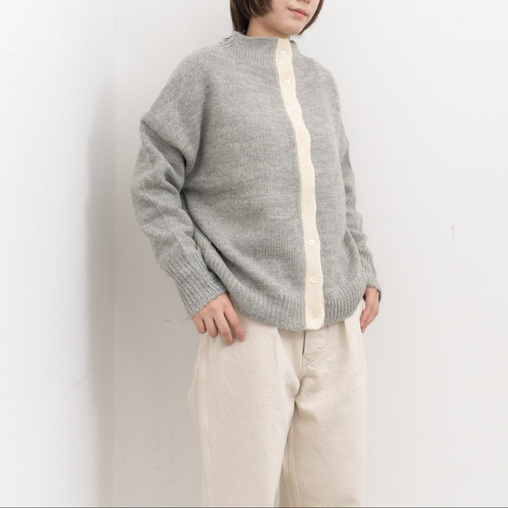 homspun /　ローピング前立て配色カーディガン 252-7883
