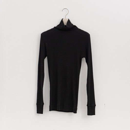 homspun｜丸胴テレコタートルネックプルオーバー 262-6286（5.black）