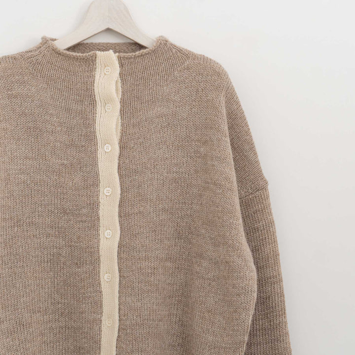 homspun /　ローピング前立て配色カーディガン 252-7883