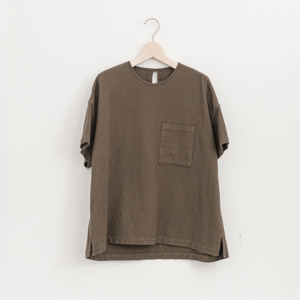 ゴーシュ｜コットンドビー半袖　ノーカラープルオーバー　G254-B014（khaki）