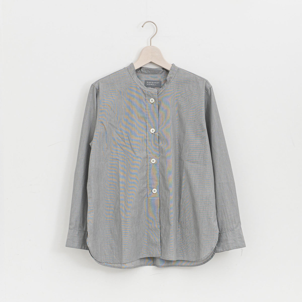 MARGARET HOWELL｜WOMEN　COTTON HAIRLINE STRIPE SHIRT　5785253210-suomi（020.GREY）