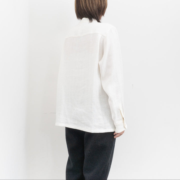 atelier naruse /WOMEN　linen tweed band-collar shirt　na-f02067