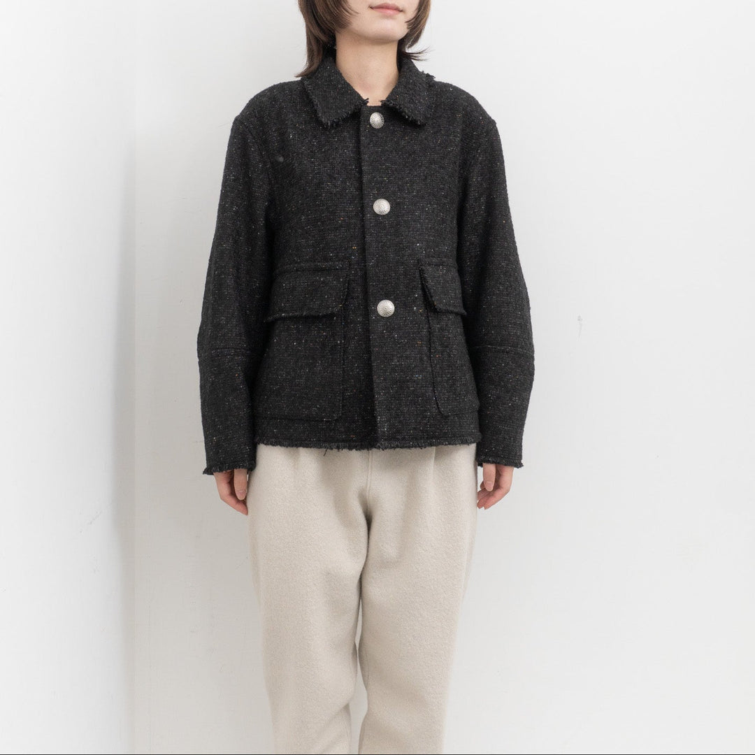 MORIKA/　イタリアン カラーネップ ツイード チマヨ ジャケット MR-JK5304-BK