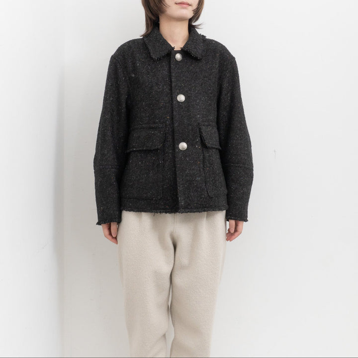 MORIKA/　イタリアン カラーネップ ツイード チマヨ ジャケット MR-JK5304-BK