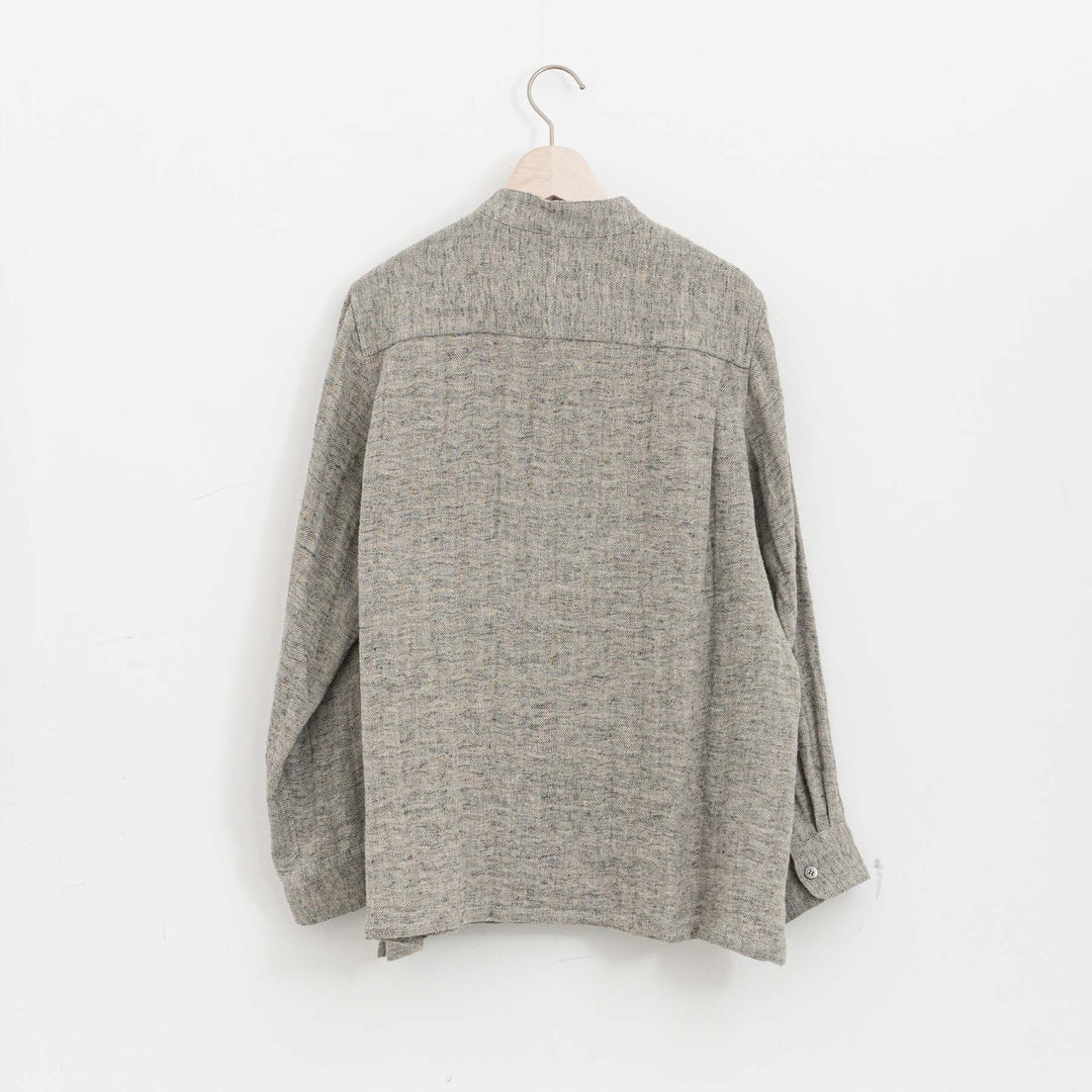 atelier naruse /WOMEN　linen tweed band-collar shirt　na-f02067