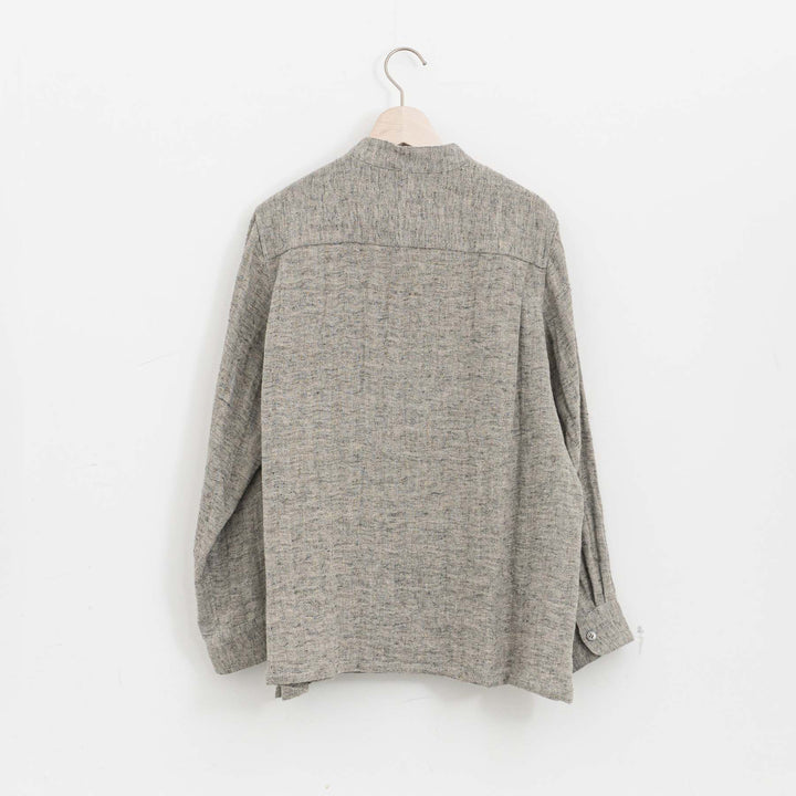atelier naruse /WOMEN　linen tweed band-collar shirt　na-f02067