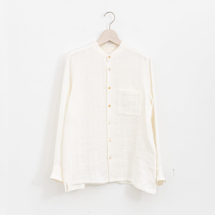 atelier naruse /WOMEN　linen tweed band-collar shirt　na-f02067