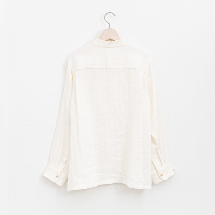 atelier naruse /WOMEN　linen tweed band-collar shirt　na-f02067