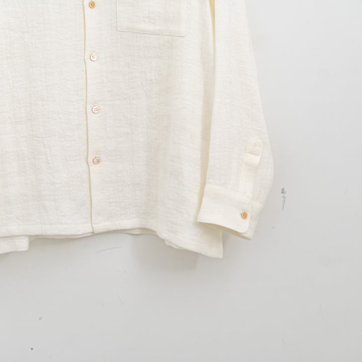 atelier naruse /WOMEN　linen tweed band-collar shirt　na-f02067