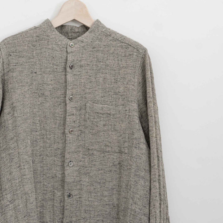 atelier naruse /WOMEN　linen tweed band-collar shirt　na-f02067