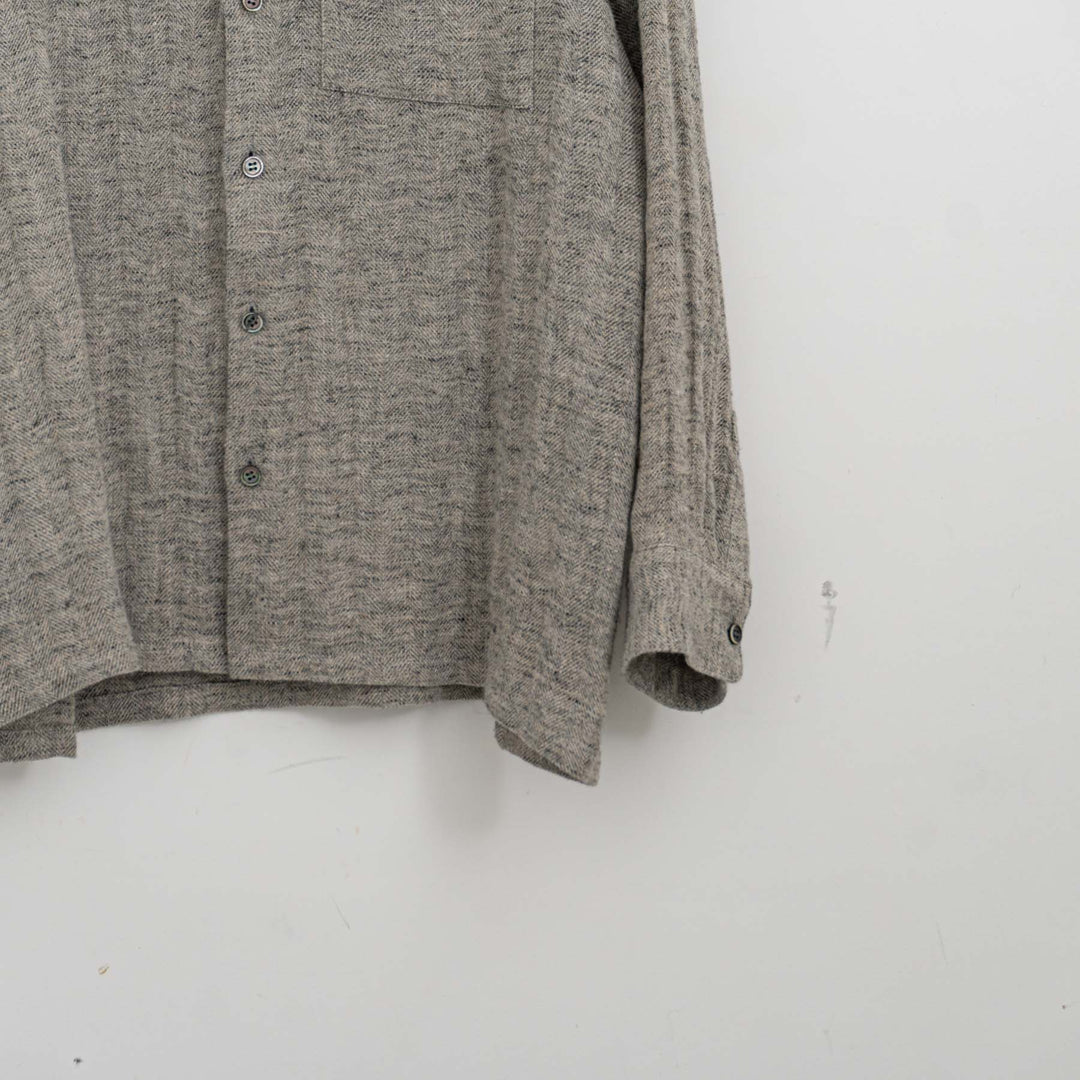 atelier naruse /WOMEN　linen tweed band-collar shirt　na-f02067