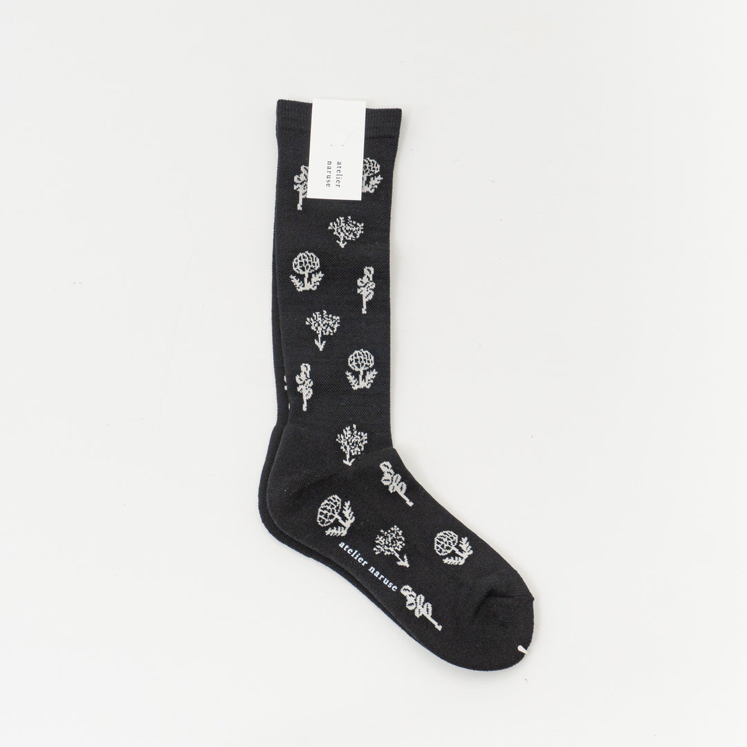 atelier naruse /WOMEN　cotton wool -monotone flower- compression socks naya-76