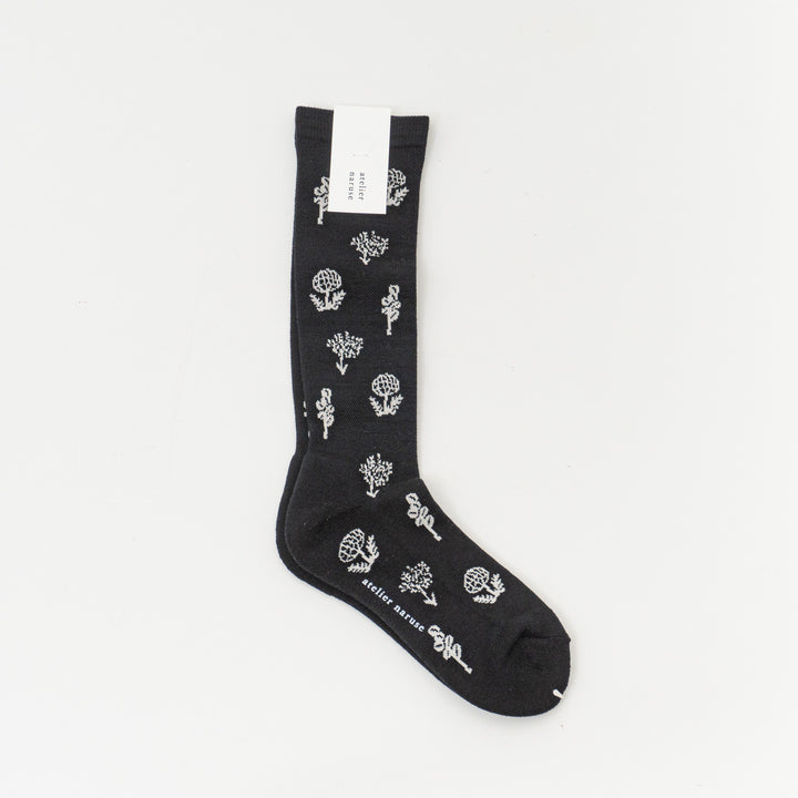 atelier naruse /WOMEN　cotton wool -monotone flower- compression socks naya-76