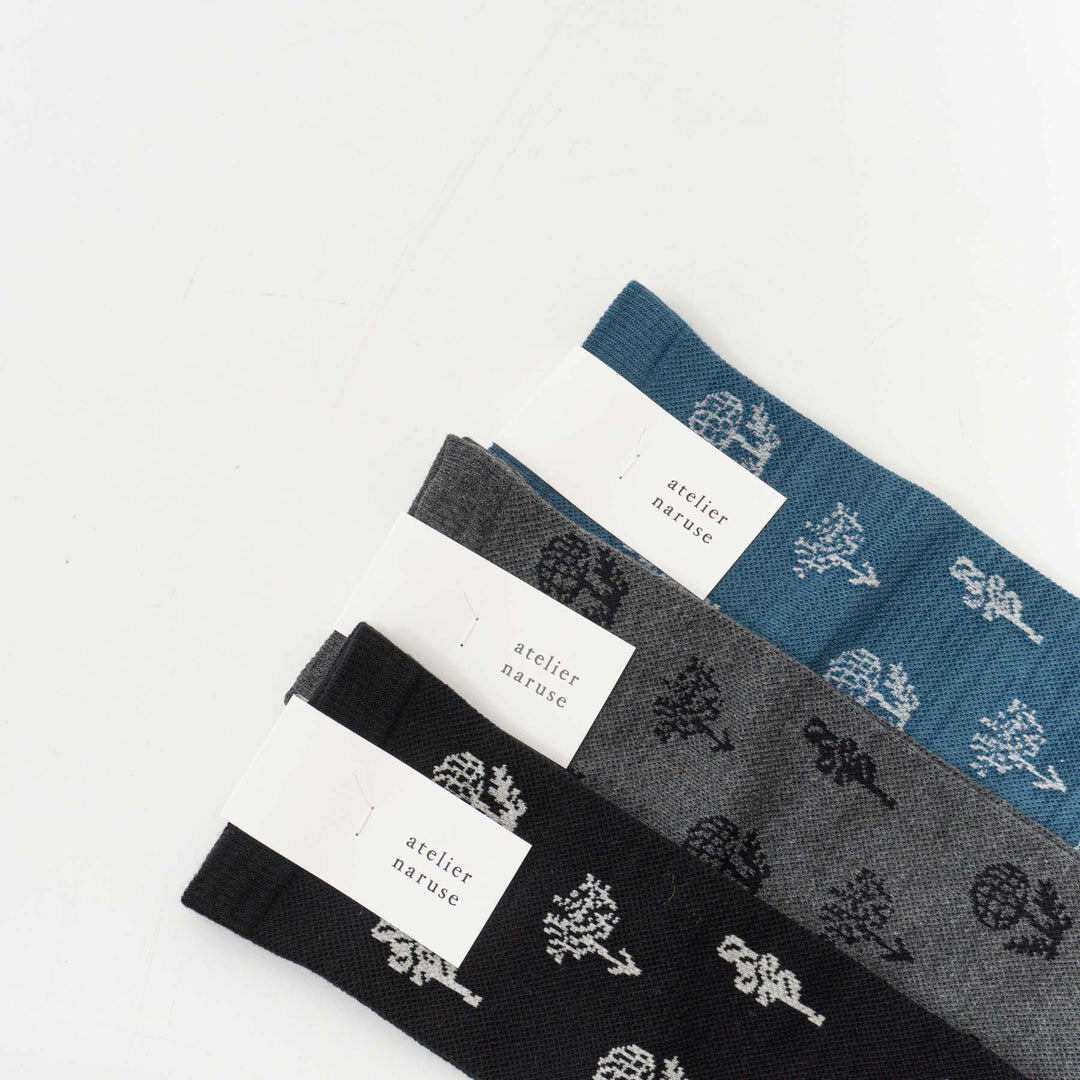 atelier naruse /WOMEN　cotton wool -monotone flower- compression socks naya-76