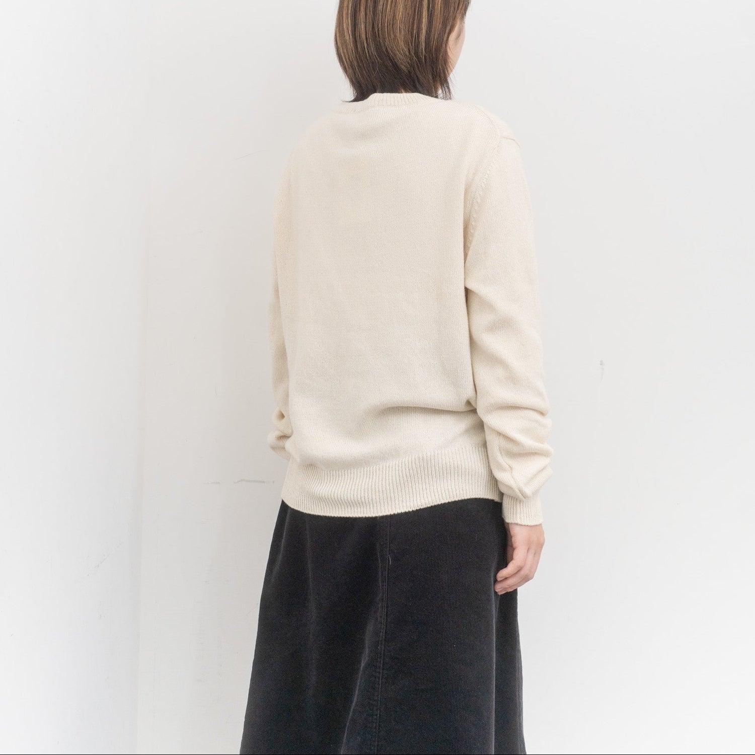 ANSPINNEN｜コットンカシミヤクルーネックカーディガン col.ivory　ANS-WK0099
