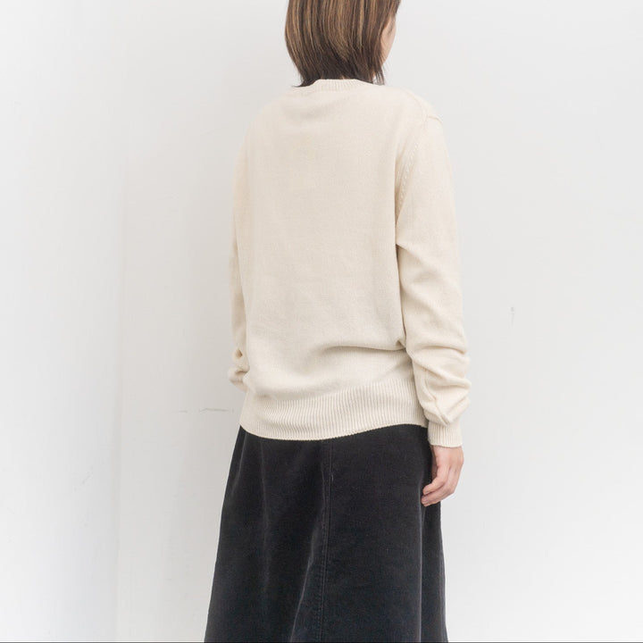 ANSPINNEN/　コットンカシミヤクルーネックカーディガン col.ivory　ANS-WK0099