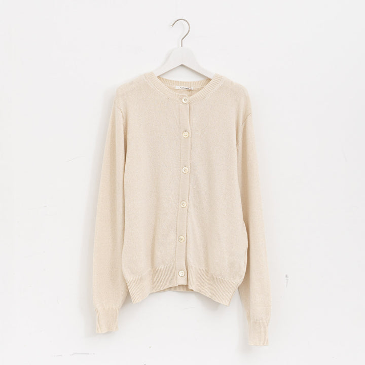 ANSPINNEN/　コットンカシミヤクルーネックカーディガン col.ivory　ANS-WK0099