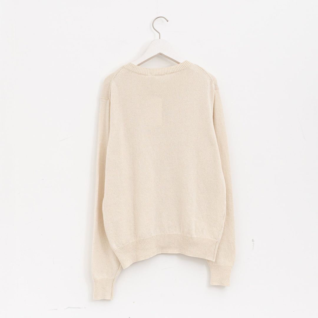 ANSPINNEN/　コットンカシミヤクルーネックカーディガン col.ivory　ANS-WK0099