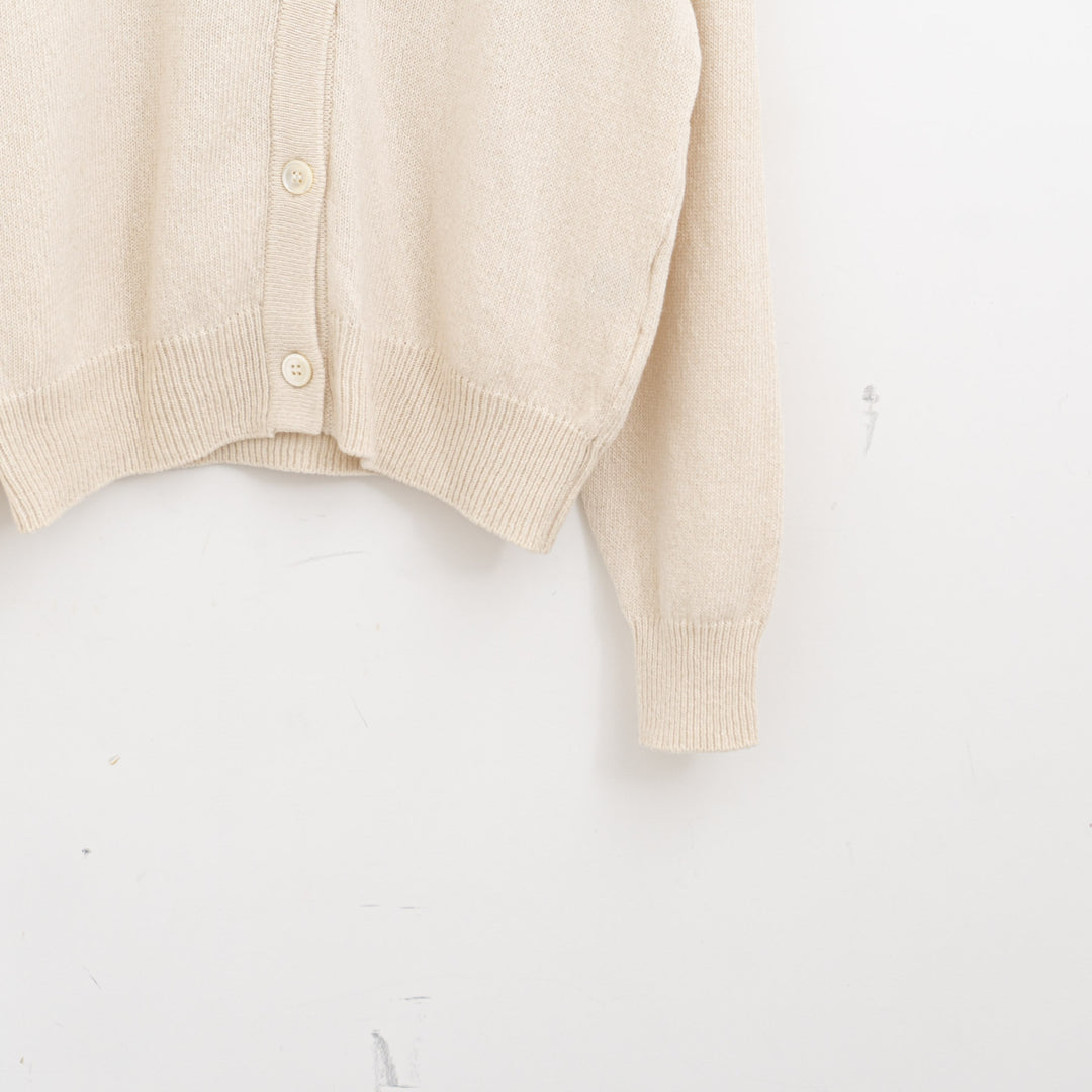 ANSPINNEN/　コットンカシミヤクルーネックカーディガン col.ivory　ANS-WK0099