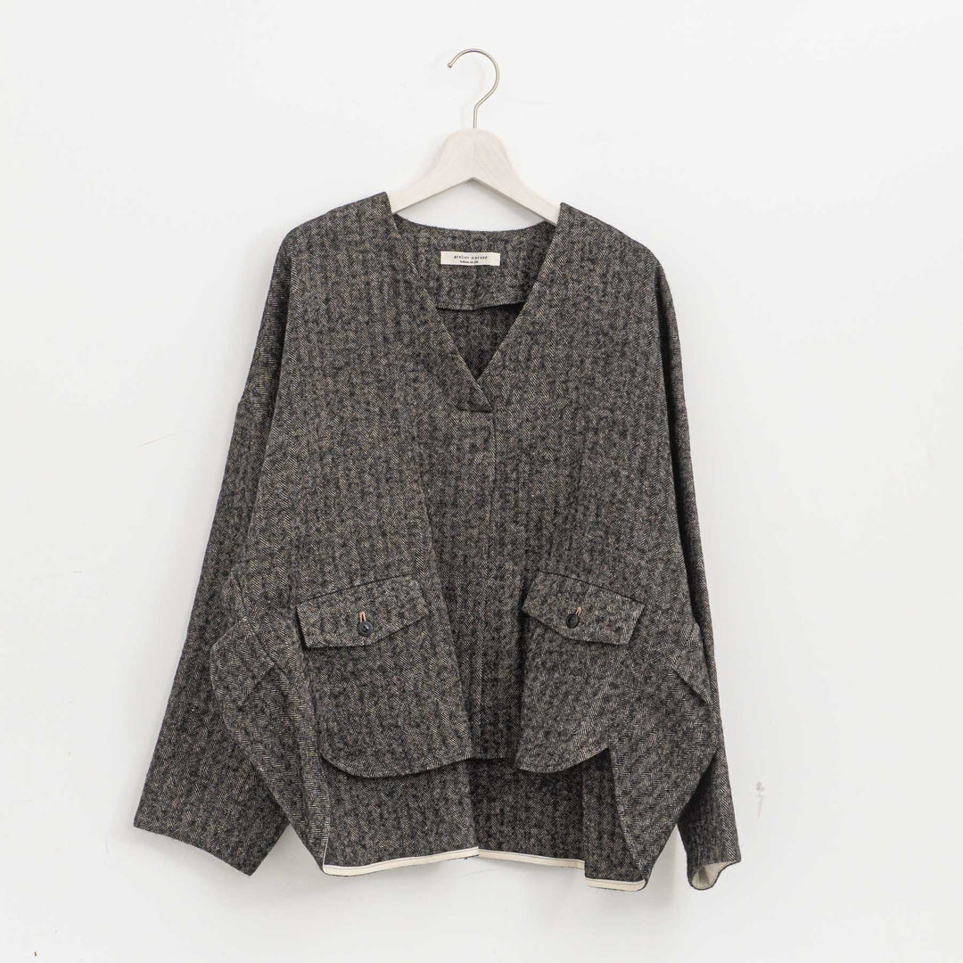 【完売】atelier naruse /WOMEN　shetland wool linen smock na-f02064