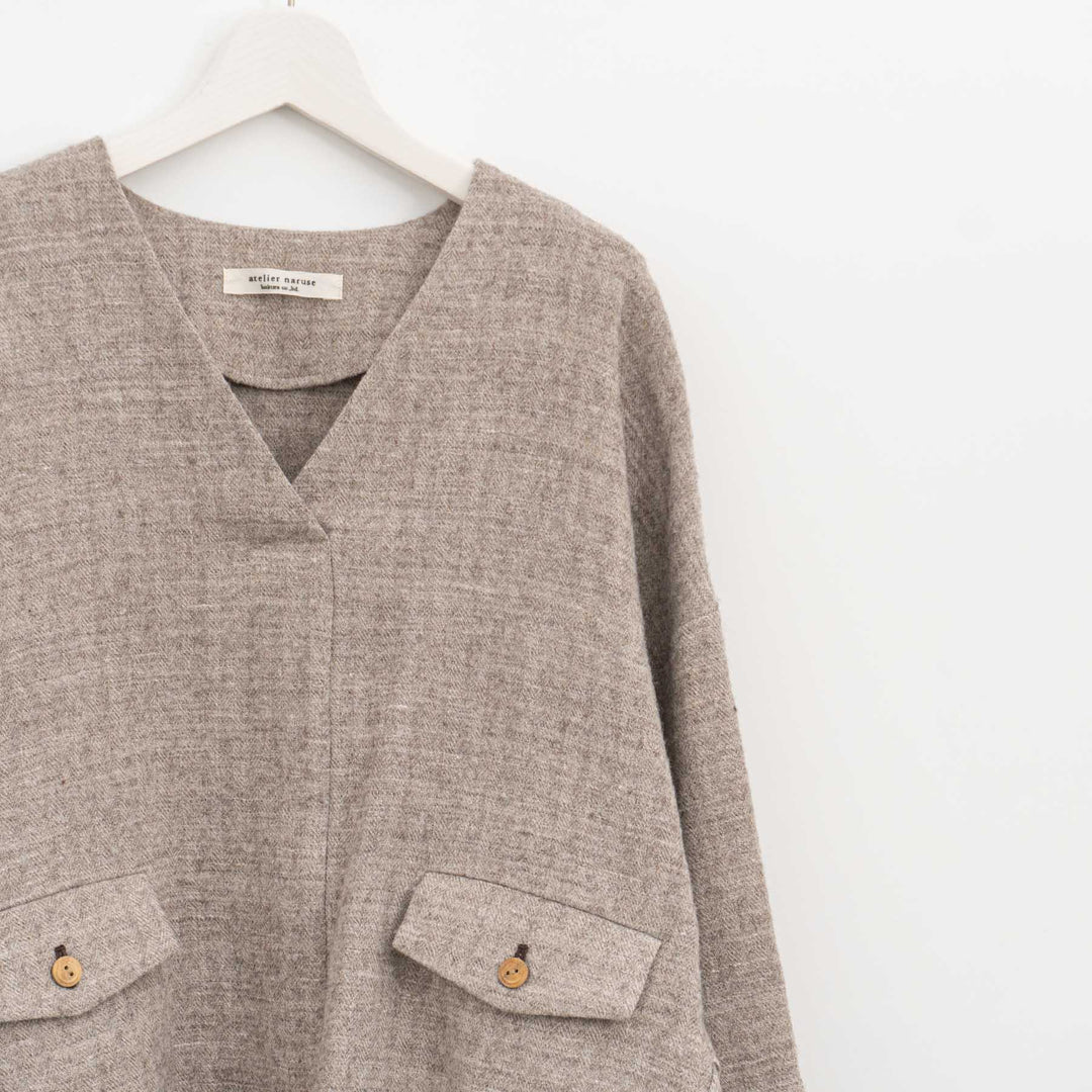【完売】atelier naruse /WOMEN　shetland wool linen smock na-f02064