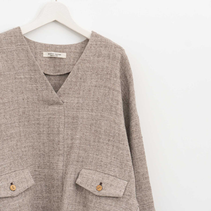 【完売】atelier naruse /WOMEN　shetland wool linen smock na-f02064