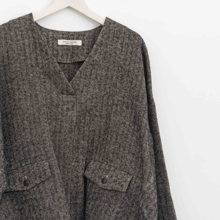 【完売】atelier naruse /WOMEN　shetland wool linen smock na-f02064